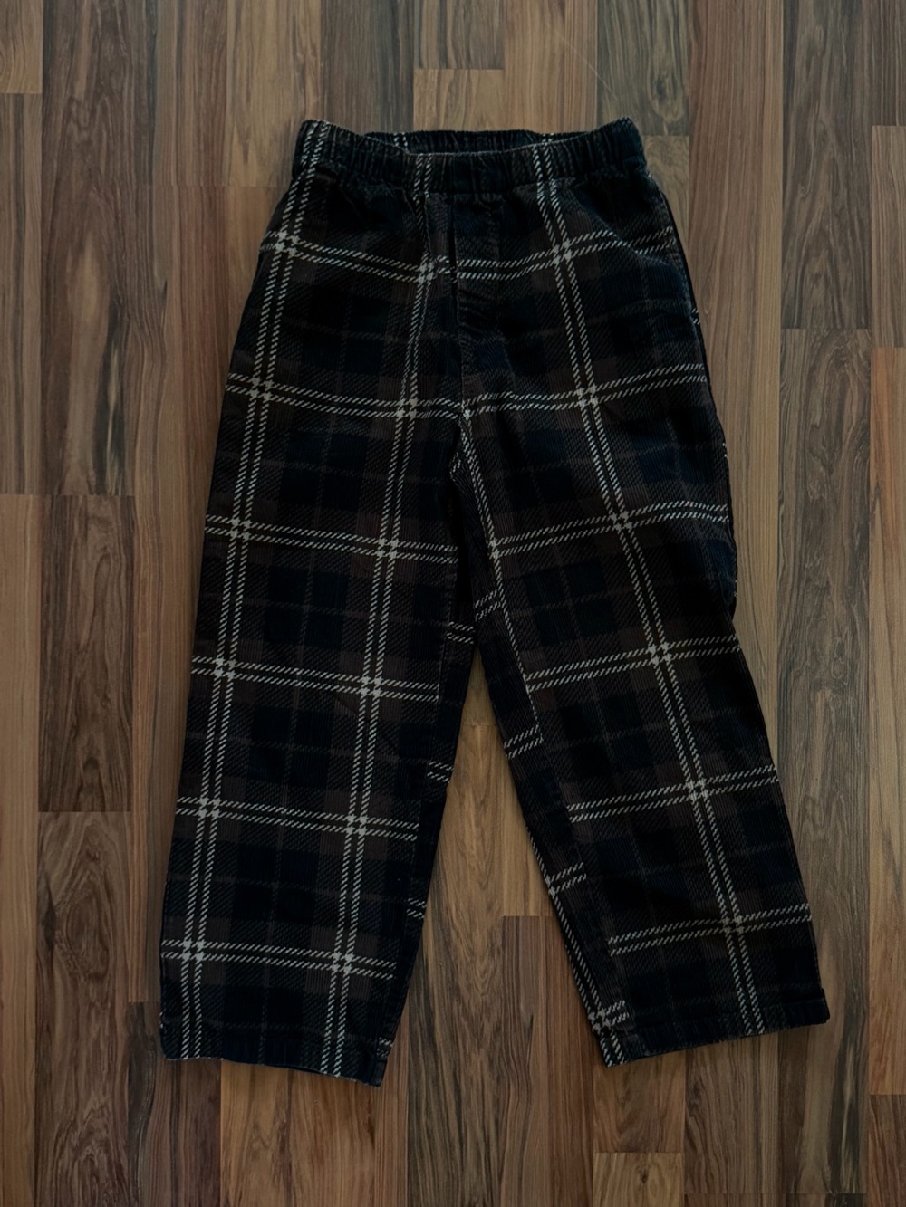 H&M Brown and White Plaid Corduroy Pants